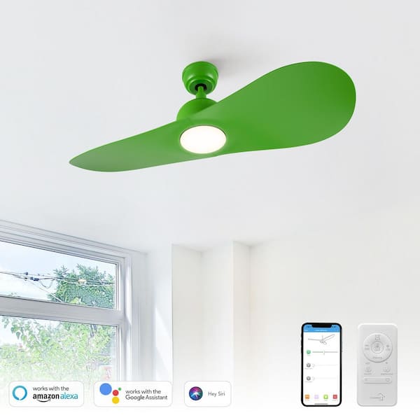 Azure 42 in. Integrated LED Indoor Green Smart Ceiling Fan with Light and Remote, Works with Alexa and Google Home