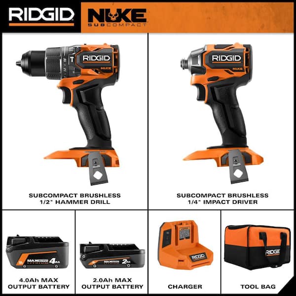 RIDGID 18V NUKE SubCompact Brushless Cordless 2-Tool Combo Kit