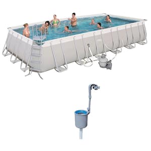 24 ft. x 12 ft. x 52 in. Rectangular Frame Above Ground Pool Set with Pool Skimmer