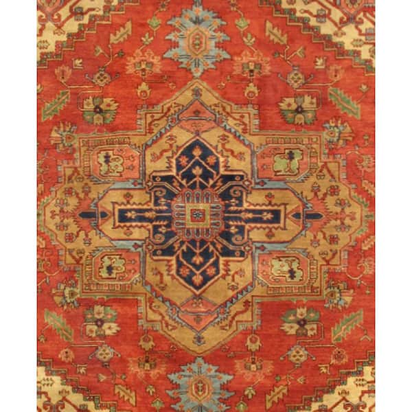 Serapi Rust/Navy 8 ft. x 10 ft. Oriental Wool Area Rug