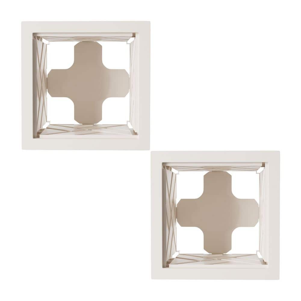 Farmhouse Lattice White Polypropylene Planter Box 14.75" - 2 Pack