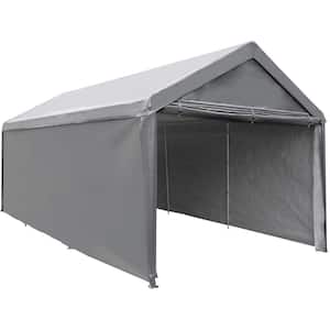 10 ft. W x 20 ft. D Dark Grey Roof Steel Carport with Removable Sidewalls