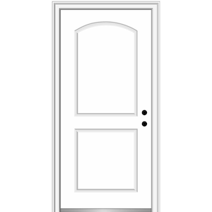 32 in. x 80 in. Left-Hand Inswing 2-Panel Archtop Classic Painted Fiberglass Smooth Prehung Front Door