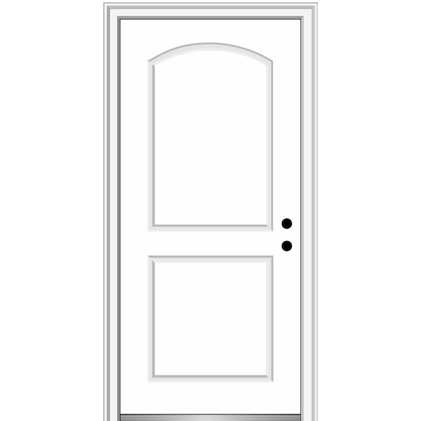 MMI DOOR 32 in. x 80 in. Left-Hand Inswing 2-Panel Archtop Classic Painted Fiberglass Smooth Prehung Front Door