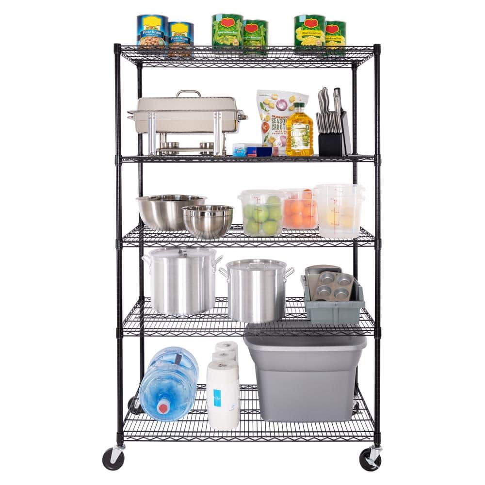 UltraDurable Black Adjustable Steel Wire Shelving Unit, 5-Tier