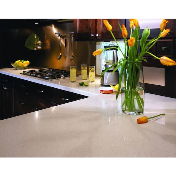 2 in. x 4 in. Quartz Countertop Sample in Capri Limestone