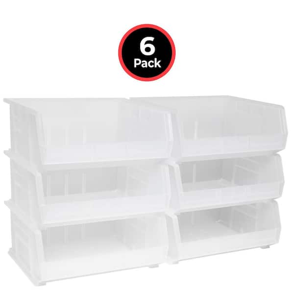 30250 Plastic Storage Shelf Bins, 15 in. x 16 in. x 7 in. Clear, 6-pack