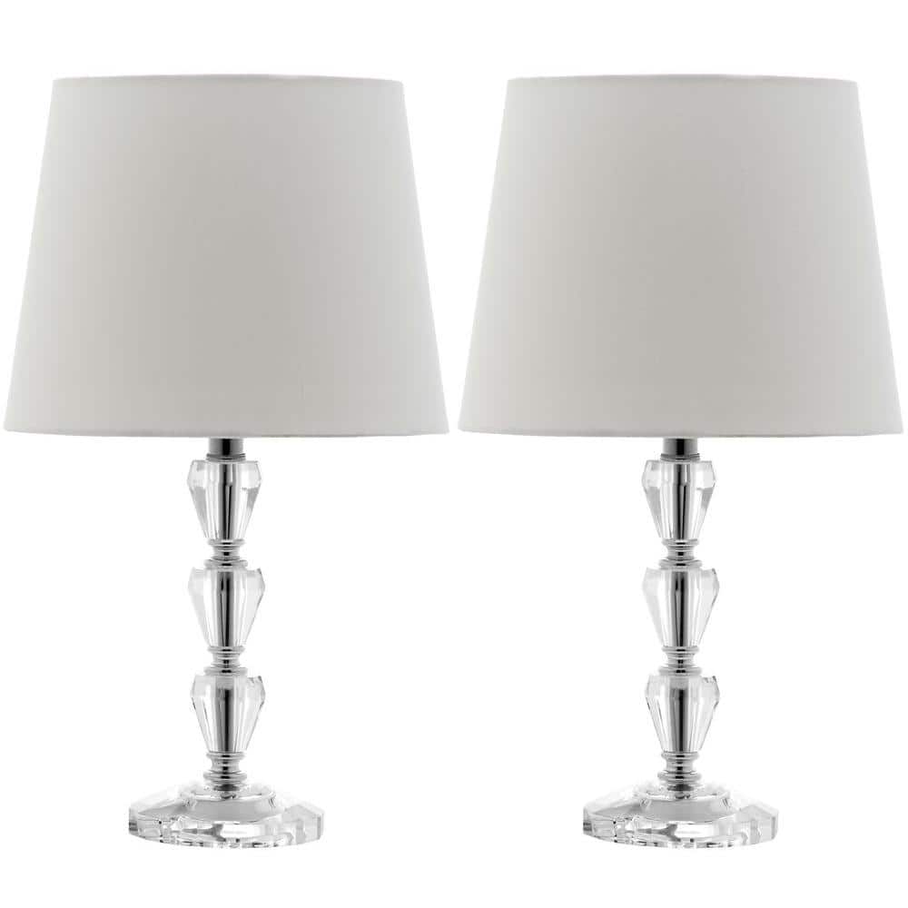 Set of 2 Modern Adjustable Tiered Crystal Orb Table Lamps - Clear White