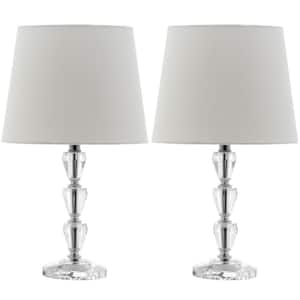Dylan 15 in. Clear Tiered Crystal Orb Table Lamp with Off-White Shade (Set of 2)