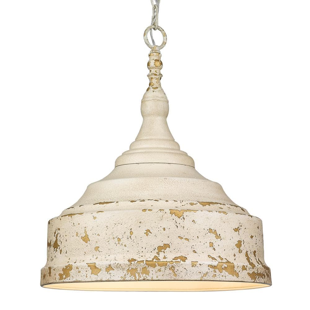 Keating Antique Ivory Farmhouse Pendant Light with White Interior
