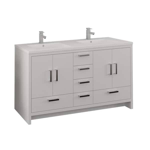 Fresca Imperia 60 In Modern Bathroom Double Vanity Glossy White With Top Basins Fcb9460wh D I The Home Depot Fresca Imperia 60 In Modern Bathroom, 60 Bathroom Vanity White