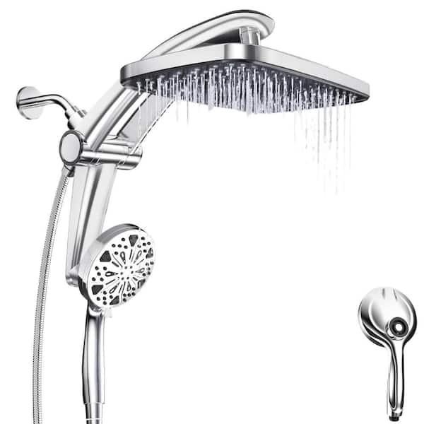 1-Piece High Pressure Rain Shower Head in Polished Chrome, Handheld Spray Included with Adjustable Stand