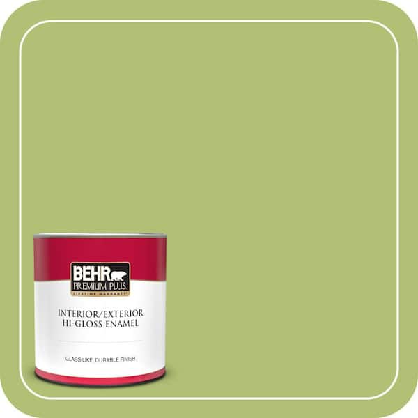 BEHR PREMIUM PLUS 1 qt. Home Decorators Collection #HDC-SM14-5 Lavish Lime Hi-Gloss Enamel Interior/Exterior Paint & Primer