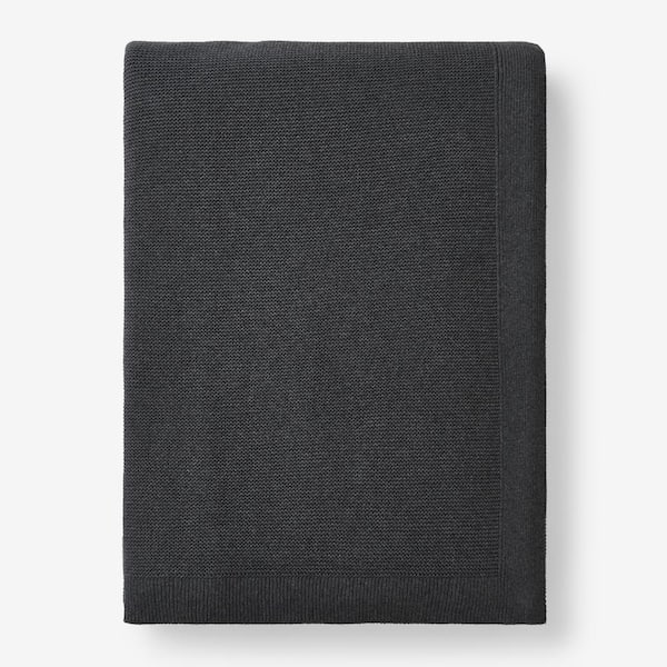 The Company Store Classic All Season Breathable Cotton Knit Dark Gray Cotton King Blanket
