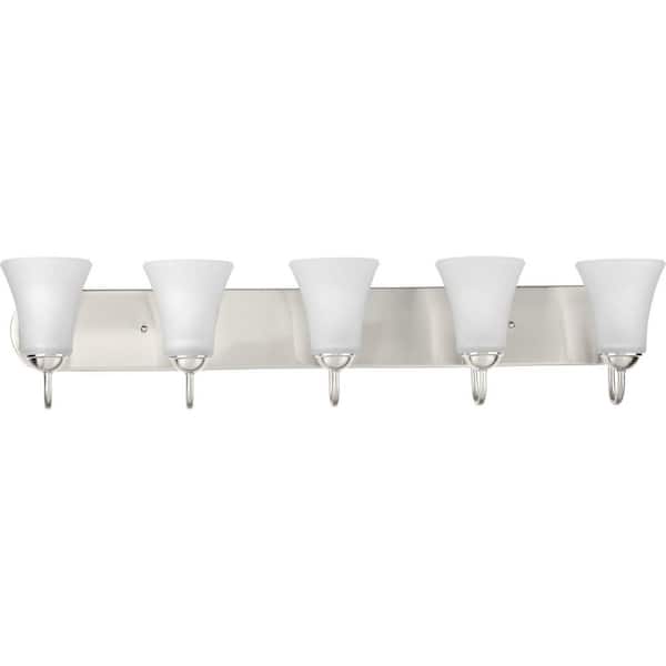Progress Lighting Classic Collection 5-Light Brushed Nickel Etched Glass Traditional Bath Vanity Light