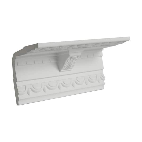 American Pro Decor 3-1/4 in. x 3-1/2 in. x 6 in. Long Lamb's Tongue Polyurethane Crown Moulding Sample
