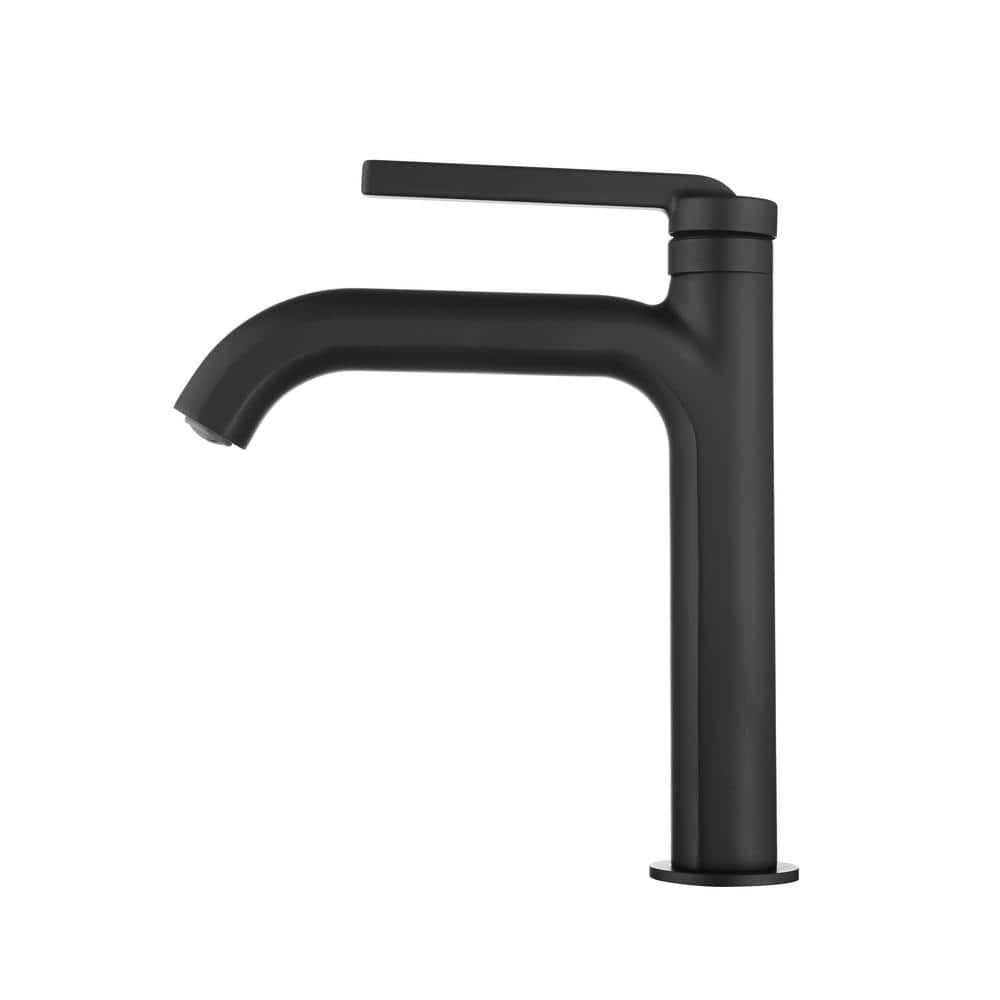 Matte Black Single Handle Mid Arc Bathroom Faucet