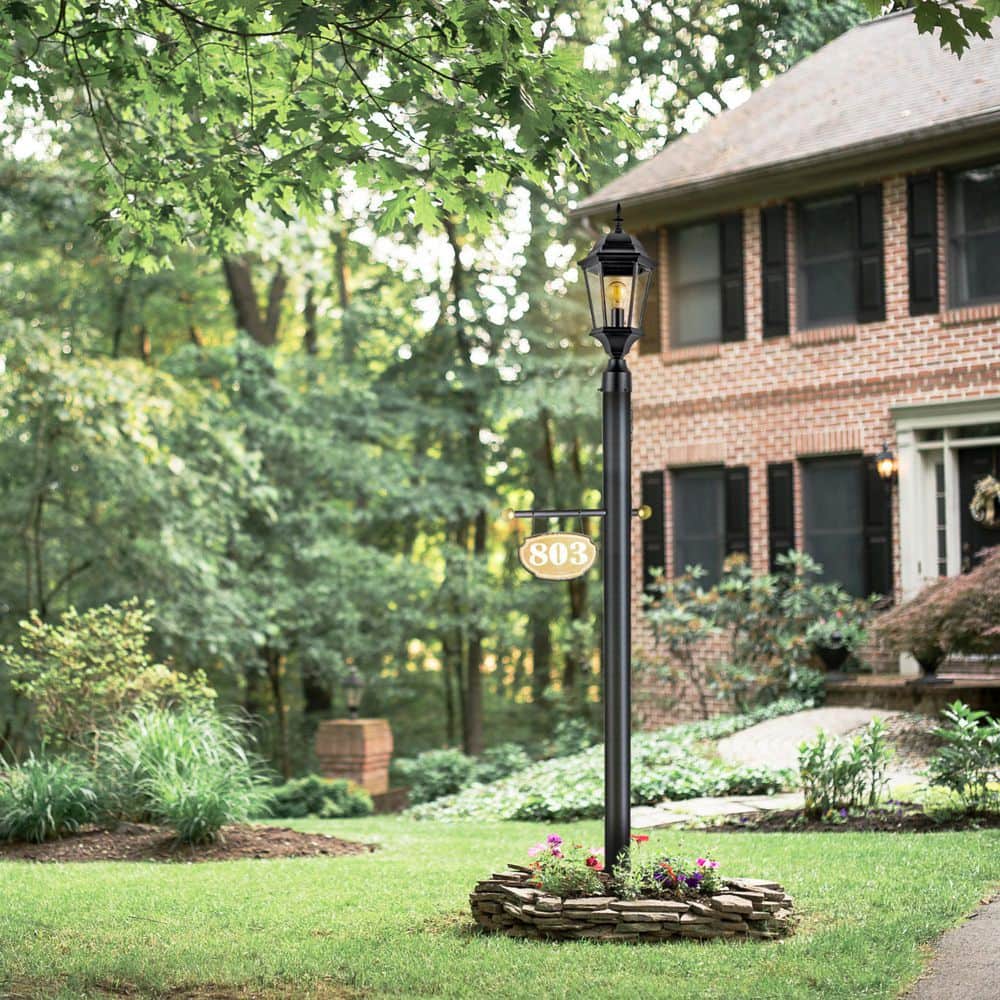 80-Inch Bronze Powder Coated Outdoor Lamp Post with Cross Arm