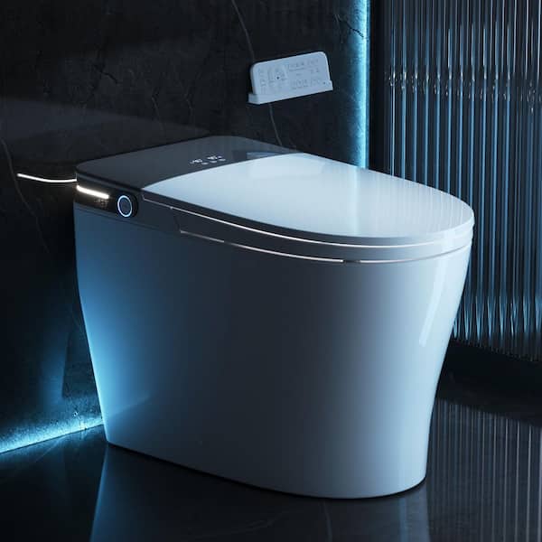 Tankless Elongated ADA Bidet Toilet 1.28 GPF in White with Auto Open/Close, Auto Flush Heated Seat and Map Flush 1000G
