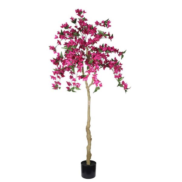 6 ft. Artificial Bougainvillea Tree, Realistic Flowering Fake Plant, Garden Decor, Potted Faux Tree, Beautiful Ornament