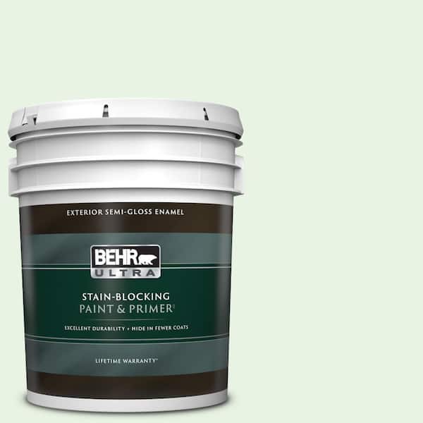 BEHR ULTRA 5 gal. #450C-1 Dinner Mint Semi-Gloss Enamel Exterior Paint & Primer