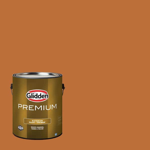 Glidden Premium 1 gal. PPG1201-7 Lucky Penny Semi-Gloss Exterior Latex Paint