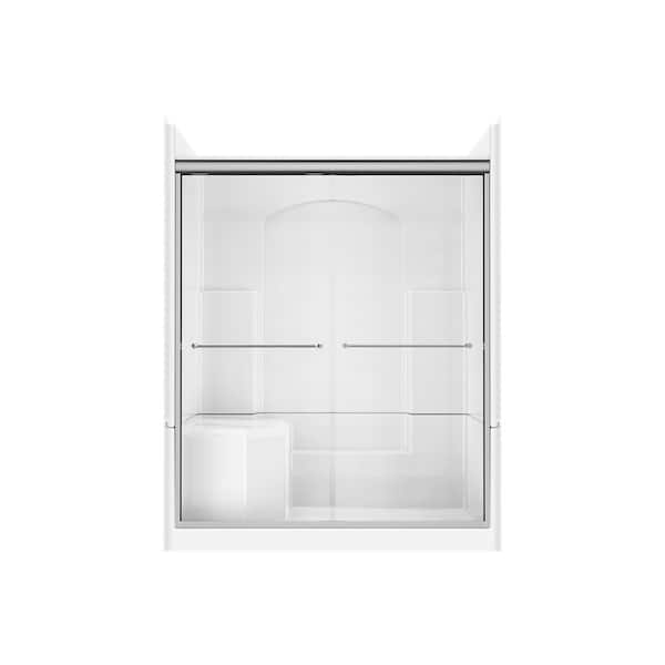 Accessible Living Alliance 60 in. L x 32 in. W x 77.5 in. H Alcove Right Drain Shower Door Kit in Chrome
