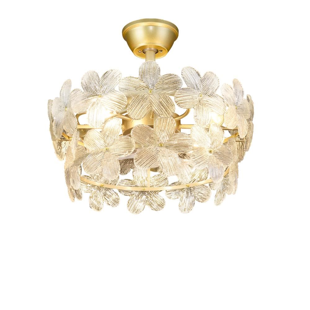 20 in. Modern Floral Crystal Fan Lights, Gold Flower Fandelier, Reversible Flush Mount, 4*E26 (excl. bulb) with Remote price history on PriceWatchPro