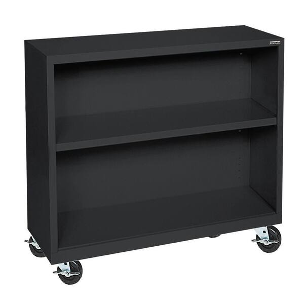 Sandusky 36 in. Black Metal 2-shelf Cart Bookcase with Adjustable Shelves