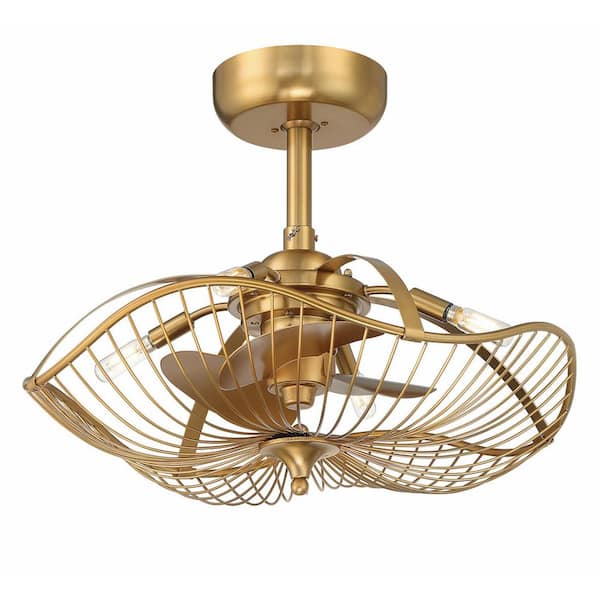 ARRANMORE LIGHTING & FANS Auri 22 in. LED Indoor/Outdoor Aged Brass Ceiling Fan with Dimmable Lights and Remote Control