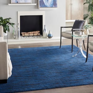 Essentials 8 ft. x 10 ft. Midnight Blue Solid Contemporary Indoor/Outdoor Patio Area Rug