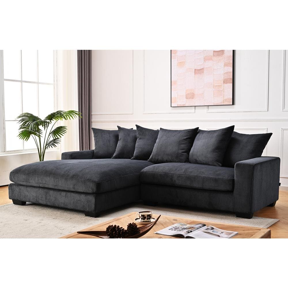 Payan 102 in. Square Arm 2-Piece Polyester L-Shaped Sectional Sofa in Black with Chaise price history on PriceWatchPro