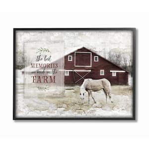 11 in. x 14 in. "Farm Memories Distressed Barn and Horse Photograph Black Framed Wall Art" by Jennifer Pugh