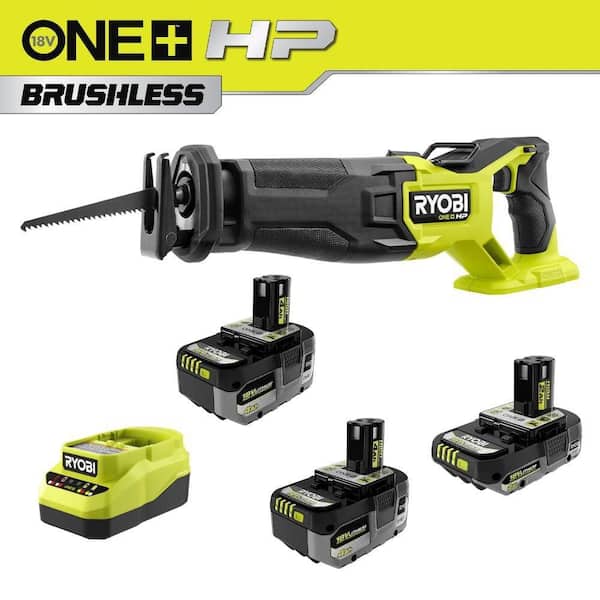 ONE+ 18V HP Brushless Reciprocating Saw Kit with (1) 2.0 Ah and (2) 4.0 Ah HIGH PERFORMANCE Batteries, and Charger