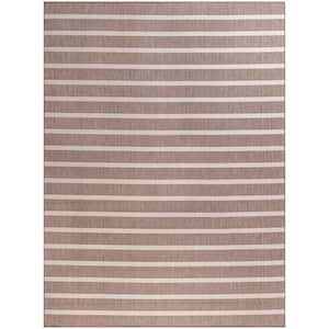 Positano Natural Ivory 8 ft. x 10 ft. Stripes Contemporary Indoor/Outdoor Area Rug