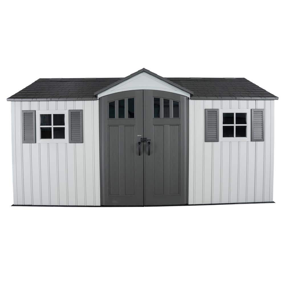 UPC 081483830902 product image for 15 ft. W x 8 ft. D Resin Outdoor Storage Shed with Double Door (120 sq. ft.) | upcitemdb.com