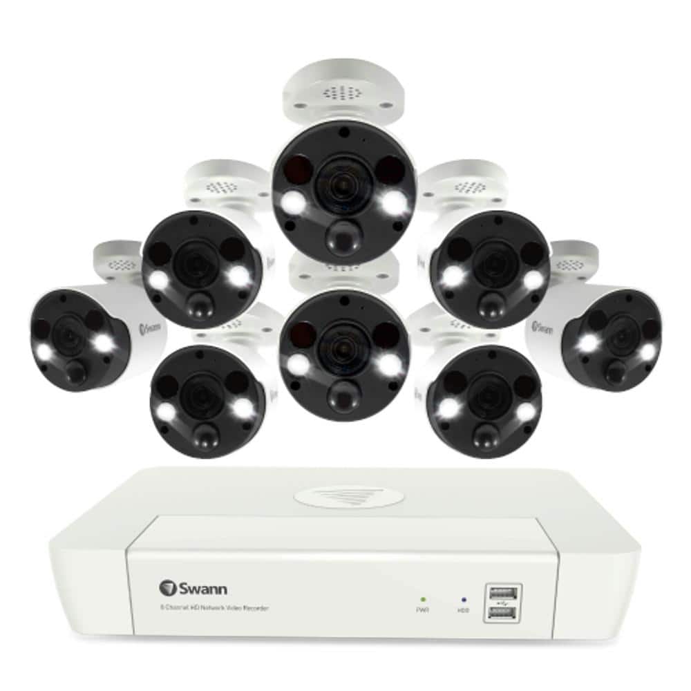 Swann 8-Channel 4K 1TB NVR Wired Security System with 8 Bullet 