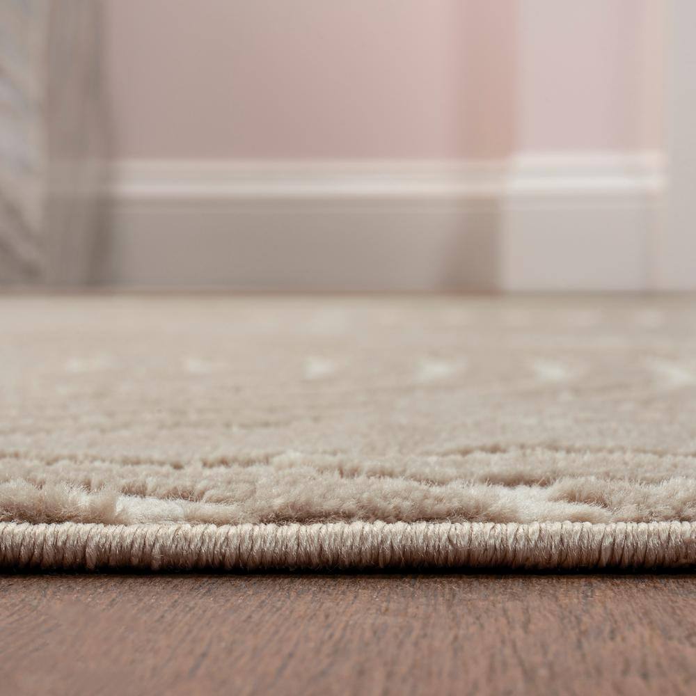 Beige and Cream Striped Arches Polyester 3x5 Area Rug