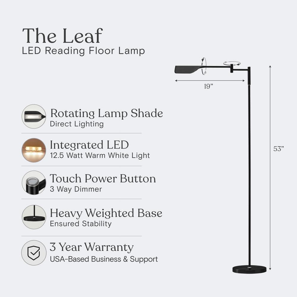 Black Adjustable 3-Way LED Task Floor Lamp