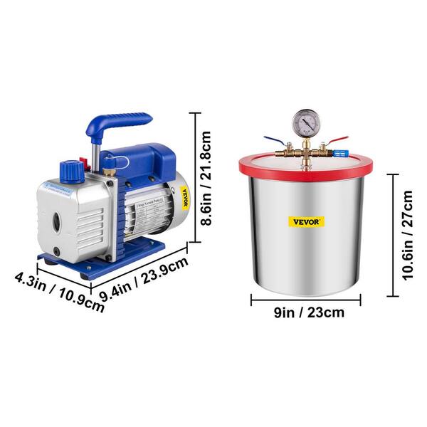 3 Gallon Vacuum Chamber & 3.5 CFM Single Stage Pump Degassing Kit – 40 Micron, 120V
