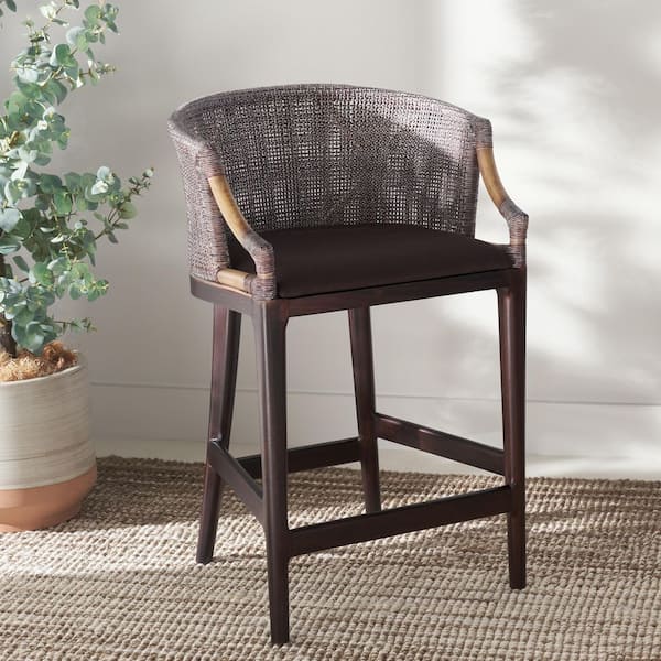 SAFAVIEH Brando Dark Brown Rattan Bar Stool