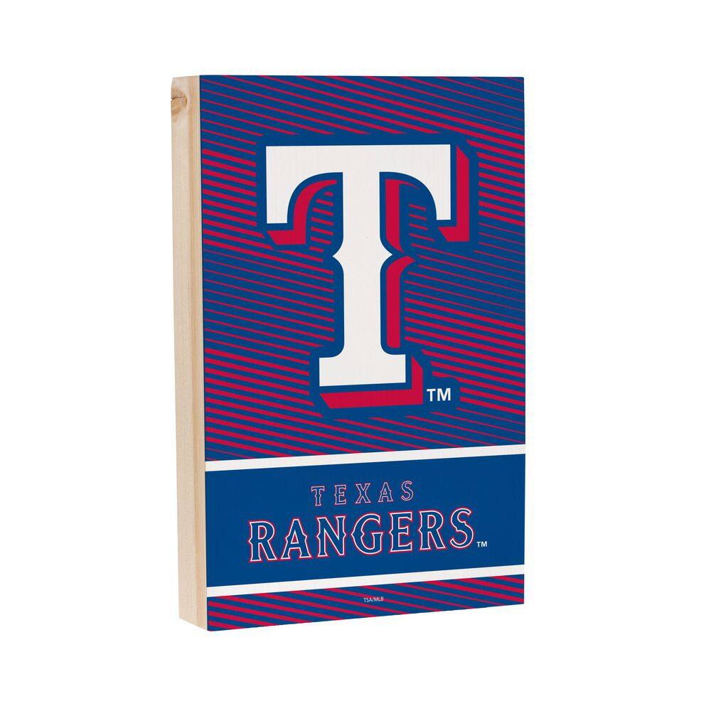 Evergreen Texas Rangers 8 in. x 12 in. Team Color Stripes Wood Plock ...