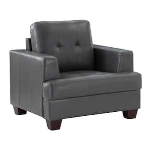 Malcolm Gray Faux Leather Arm Chair