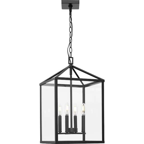 Progress Lighting Hillcrest 4-Light Matte Black Transitional Chandelier