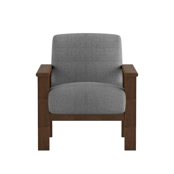 EVERGLADE HOME Amerllia Gray Fabric Upholstery Solid Wood Accent Chair
