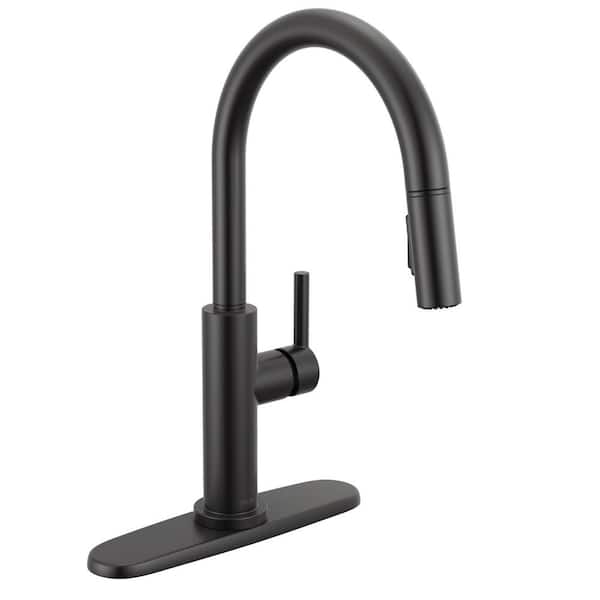 Delta Nicoli Matte Black 17.06 in. H Pull Down Sprayer Kitchen Faucet with 360° Spout Swivel