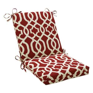 Trellis Outdoor/Indoor 18 in. W x 3 in. H Deep Seat, 1 Piece Chair Cushion and Square Corners in Red/Ivory New Geo