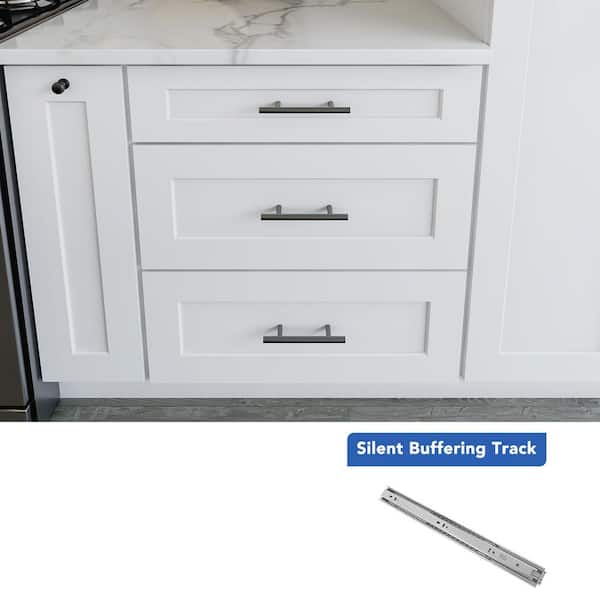 27 in. W x 24 in. D x 34.5 in. H Ready to Assemble Double Shaker Drawer Base Kitchen Cabinet in Laguna Grey