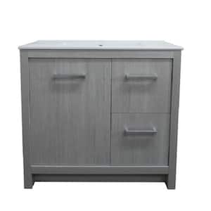 36 in. W x 18 in. D x 33.5 in. H Single Bath Vanity in Gray Pine with Ceramic Vanity Top in White with White Basin
