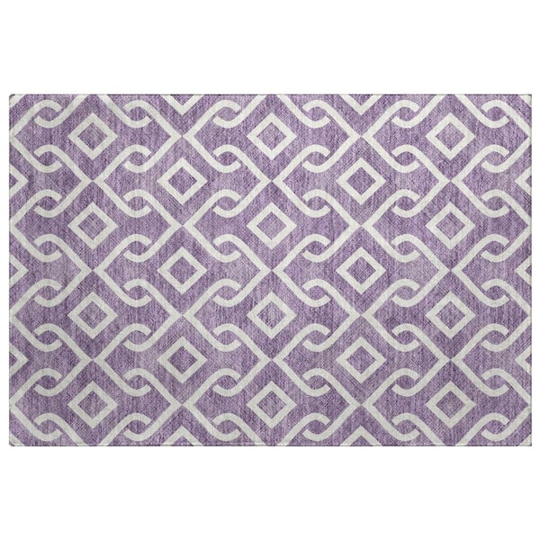 Dream Shag Premium Machine Washable Abstract ADS621 Purple 2 ft. x 3 ft. Accent Rug